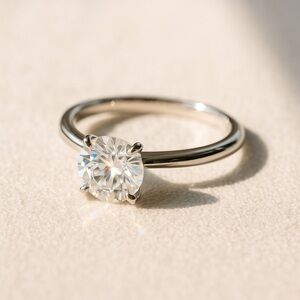 Moissanite Solitaire Ring 1.5ct Round D VVS1 Classic Engagement Style